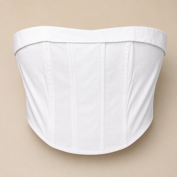 Kendall & Kylie Tops - Kendall & Kylie Bustier Corset Top Small White Strapless Structured Zip Crop Top